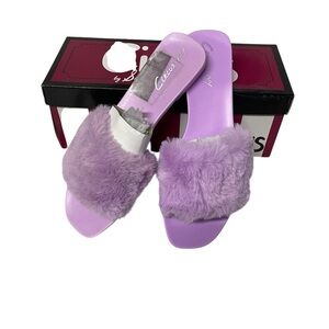 Circus by Sam Edelman Lilac Faux-Fur Slide Sandals - Women's